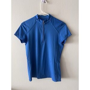 TAIL Women Short Sleeve 1/4 Zip Pullover Shirt Top Pickleball Golf Size XS Blue